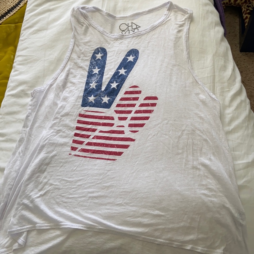 White peace sign American flag tee